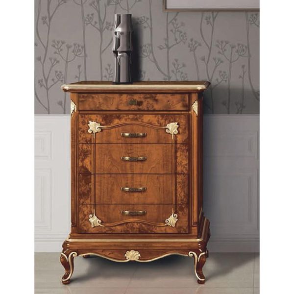 Casa Padrino Cassettiera Barocca A 5 Cassetti Marrone/Oro H. 105 Cm - Italy-image