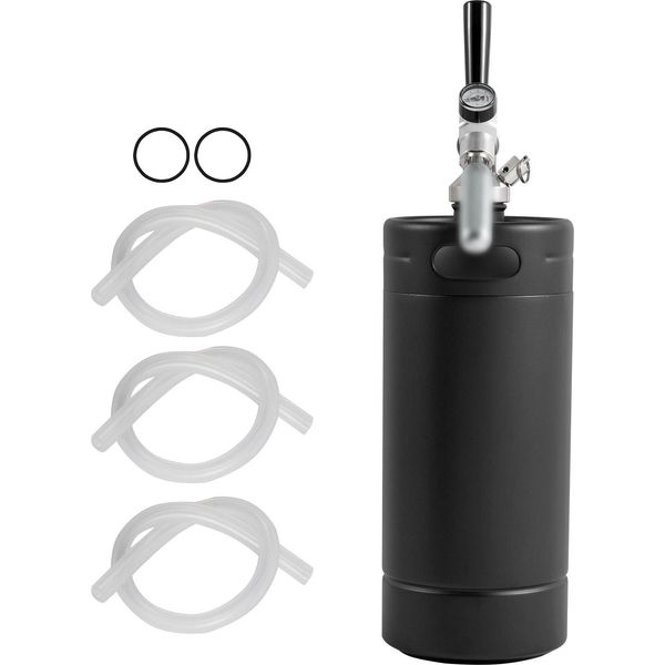 Succebuy 128Oz 4L Rubinetto Birra Growler, Mini Fusto In Acciaio Inox, Growler A Pressione Con Indicatore Di Pressione, Rubinetto Regolatore Di CO2, A Prova Di Perdite Per Birra Alla Spina E Birra Fatta In Casa-image