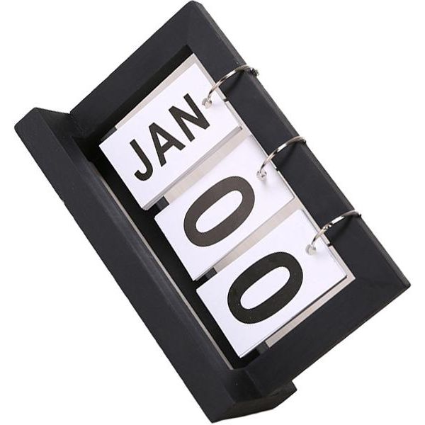 Inf Calendario Perpetuo Minimalista In Legno Nero-image