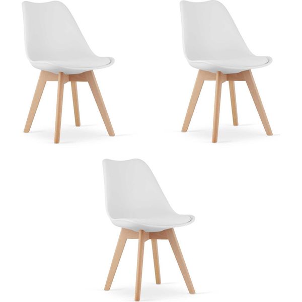 Set Di 3 Sedie Valora Mark Bianche | Trio Di Eleganti Sedie Bianche-image