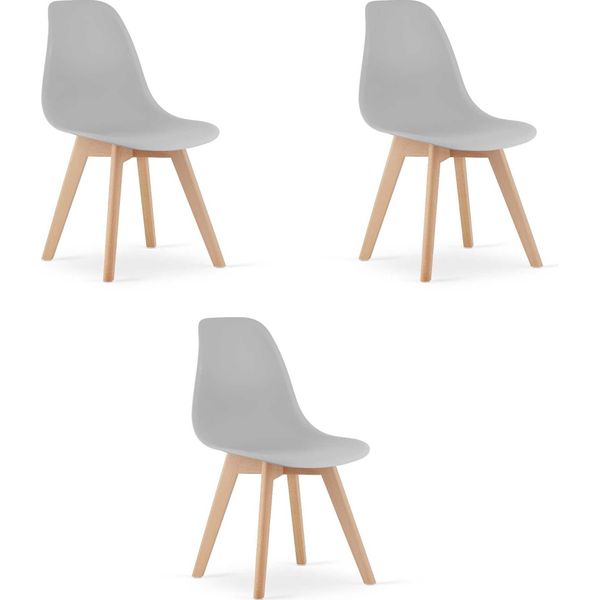 Set Di 3 Sedie Valora Kito Grigie - Set Di 3 Sedie Grigie Per Una Seduta Semplice-image