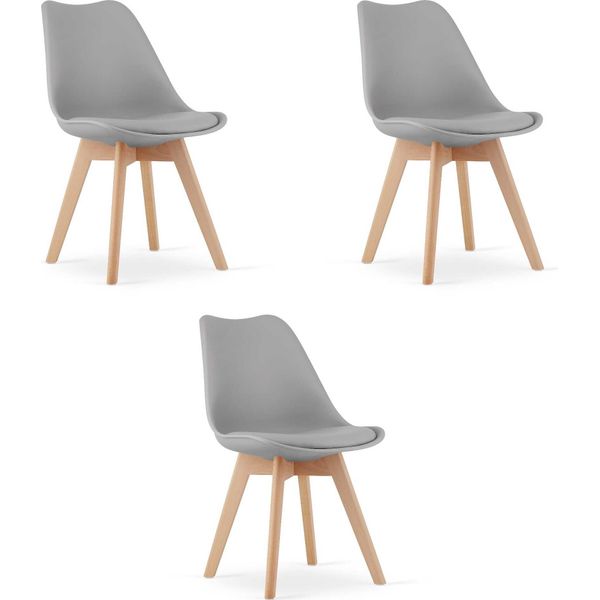 Set Di 3 Sedie Grigie Valora Mark | Set Di 3 Sedie Grigie Per Spazi Coordinati-image