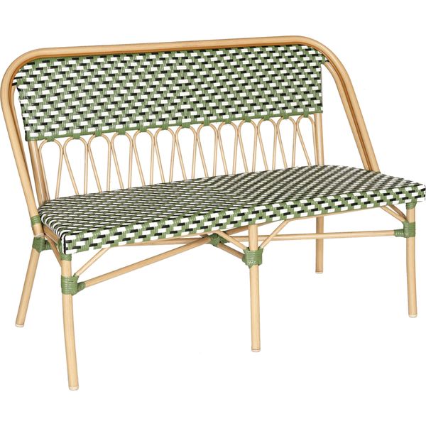 Panca Da Giardino In Stile Parigino Alluminio E Rattan Sintetico Verde - Oviala Batignolles-image
