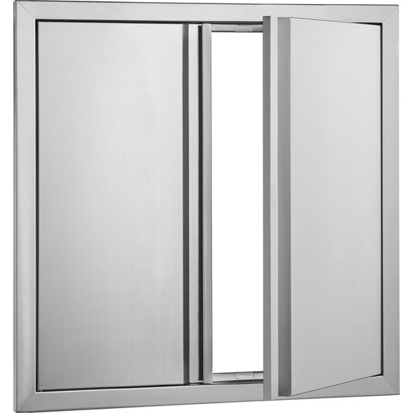 Succebuy Porta Di Accesso Al Barbecue, 610 X 610 Mm, Doppia Porta Da Incasso In Acciaio Inox, Cucina Esterna E Isola Barbecue, Porta Verticale A Parete Con Maniglie A Scomparsa, Per Postazione Barbecue-image