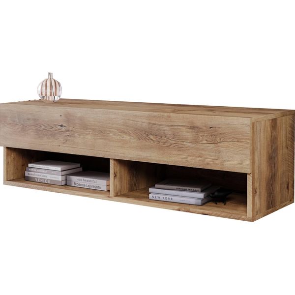 Minio Go For It, Mobile Tv "Anne"", 100 Cm, Basso, In Piedi, Sospeso, Con Illuminazione A Led, Colore Castagno Wroclaw"-image
