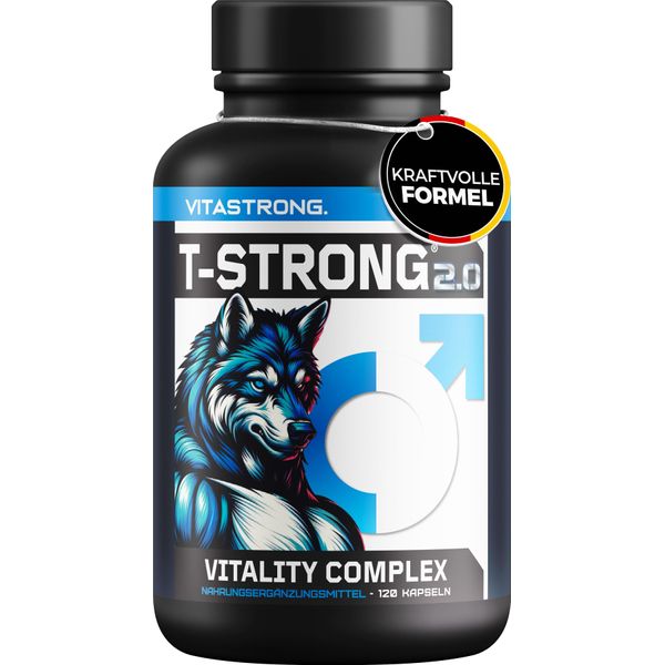 Vitastrong Vitality Complex - 120 Capsule T-Strong 2.0 Con Arginina, Taurina, Maca, Fieno Greco, Ginseng, Ginkgo, Zinco, Vitamina B6 - Energia, Benessere Maschile E Supporto Alle Prestazioni-image