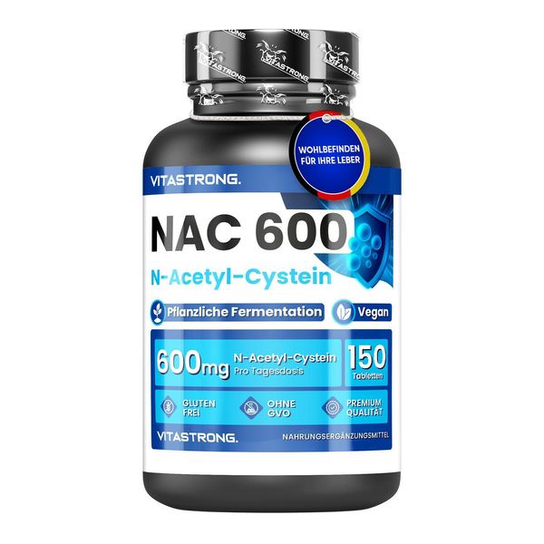 Nac N Acetilcisteina Da Fermentazione Vegetale, Precursore Del Glutatione, Integratore Nac N-Acetil L-Cisteina 600Mg, 150 Compresse Vegane N Acetilcisteina (1 Al Giorno Per 5 Mesi), Alternativa Alle Capsule Di Nac-image