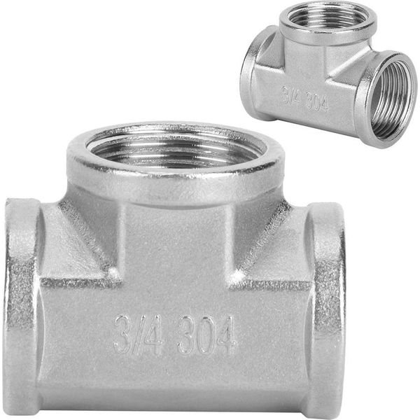 304 Tee In Acciaio Inox Filettato Tubo Connettore Per Tubo Industriale Scaffale Strumento Domestico3/4In X 3/4In X 3/4In Filettatura Femmina-image