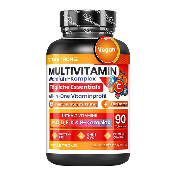 Compresse Multivitaminiche Ad Alto Dosaggio, Vitastrong Complesso Vitaminico Di Con 13 Vitamine Essenziali Per Donne E Uomini, Compresse Di Vitamine Pure E Certificate Senza Glutine E Ogm-image