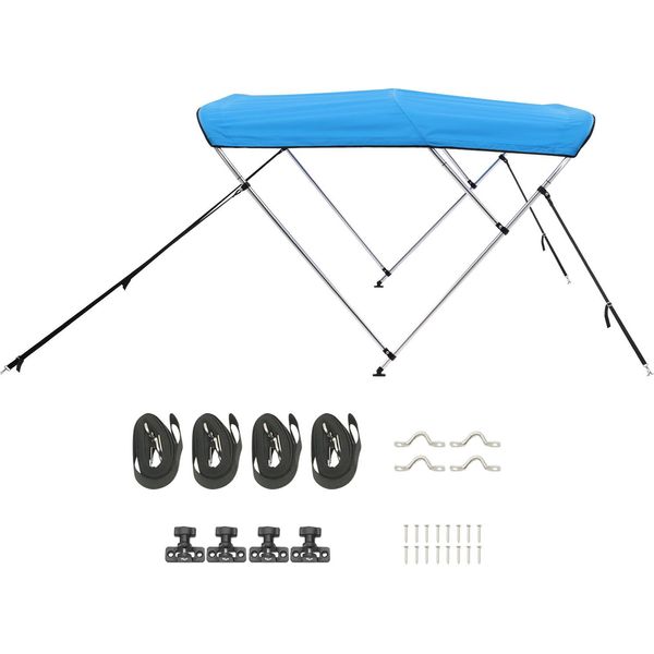 Succebuy Bimini Top Barca Tettuccio Parasole Blu 3 Archi 185-198 Cm-image