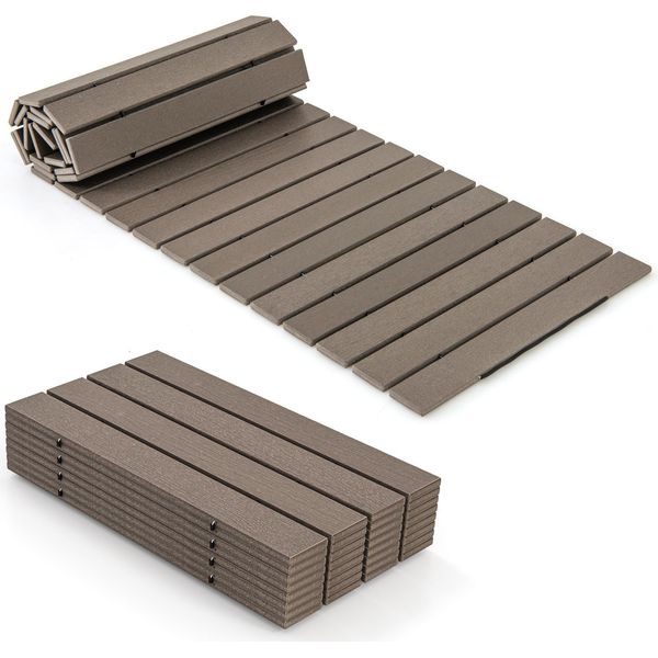 Costway Sentiero Srotolabile In Hdpe, Passerella Srotolabile 242X55Cm, Sentiero Da Giardino Resistente Alle Intemperie, Passerella Per Matrimonio, Festa, Giardino, Grigio-image