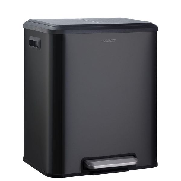 Cestino 2 Scomparti Jack, Nero, Cestino Doppio 30L, Cestino 2 Contenitori (2 X 15 L), Cestino A Pedale-image