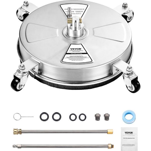 Vevor 395 Mm, Idropulitrice Per Superfici, Accessori Per Idropulitrice In Acciaio Inox Con 4 Ruote, Barra Da 276, Attacco Rapido Da 6,35 Mm, 2 Ugelli Di Spruzzatura, 2 Barre Estensibili Per Calcestruzzo, Patio, Terrazzo-image