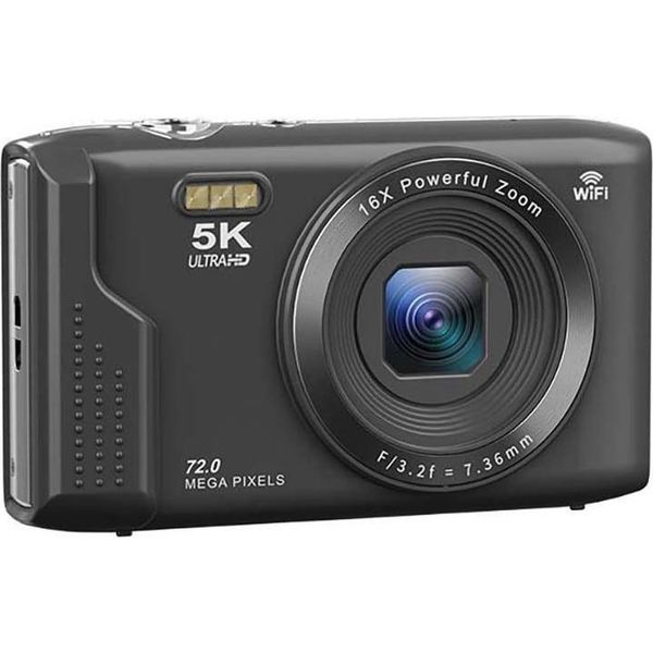Inf Fotocamera Digitale Compatta 5K 72MP, Zoom 16X, Per Foto E Video Nero-image