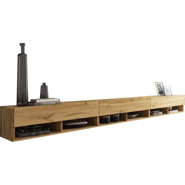 Minio Go For It, Mobile Tv "Anne"", 300 Cm, Con Illuminazione Led, Colore Rovere Wotan"-image