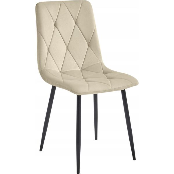 Sedia Imbottita In Velluto Beige "Velvet"", Sedia Imbottita Per Soggiorno E Sala Da Pranzo"-image