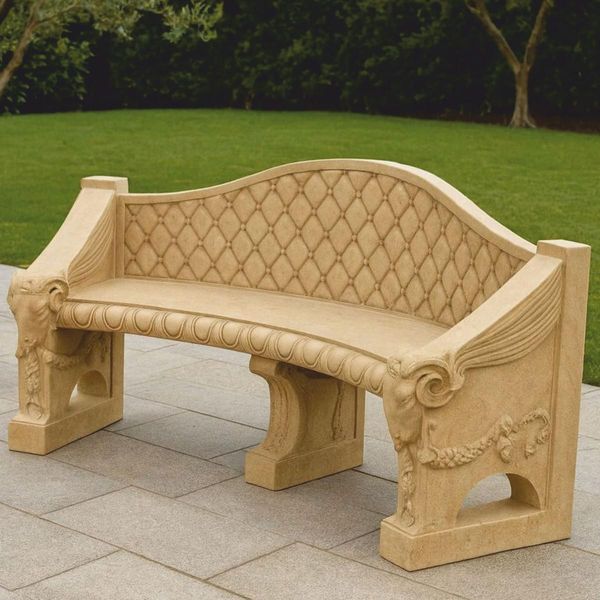 Casa Padrino Panca Da Giardino Barocca In Cemento Beige 196 Cm - Mobili Da Giardino E Patio Barocchi-image