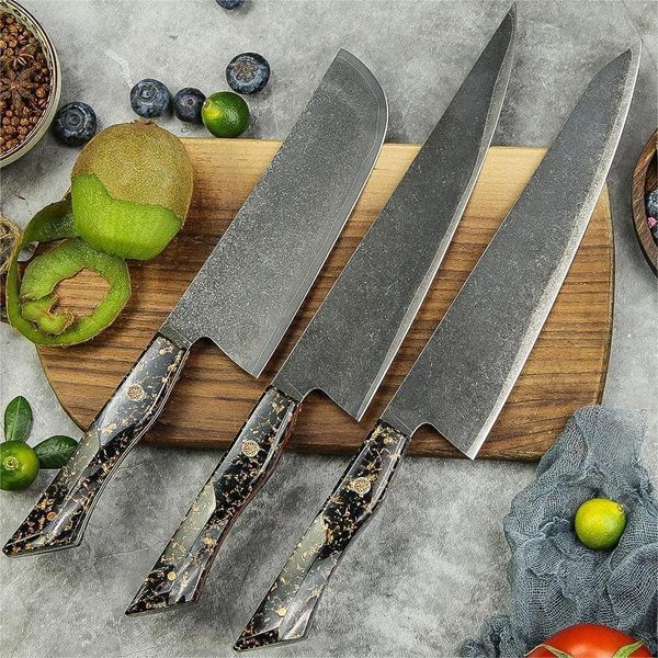 Set Di Coltelli Da Cucina Damasco KU-37428 - Nero/Oro KP37428-image