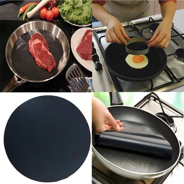 2 Pack 24Cm Rotondo Non Stick Pan Ad Alta Temperatura Foglio Di Fodera Padella Cottura Wok Pad Foglio Per Cucina Barbecue Cottura-image