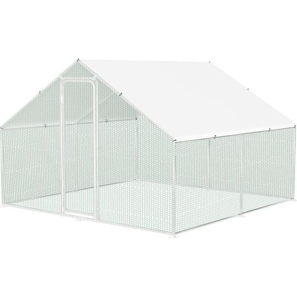 Jayseuw Pollaio 3X3X2M Pollaio Piccola Casa Per Animali Recinto Per Animali Piccoli Voliera Recinto Per Animali Liberi Gabbia Per Polli Pollaio Telaio In Acciaio Zincato Con Tetto-image