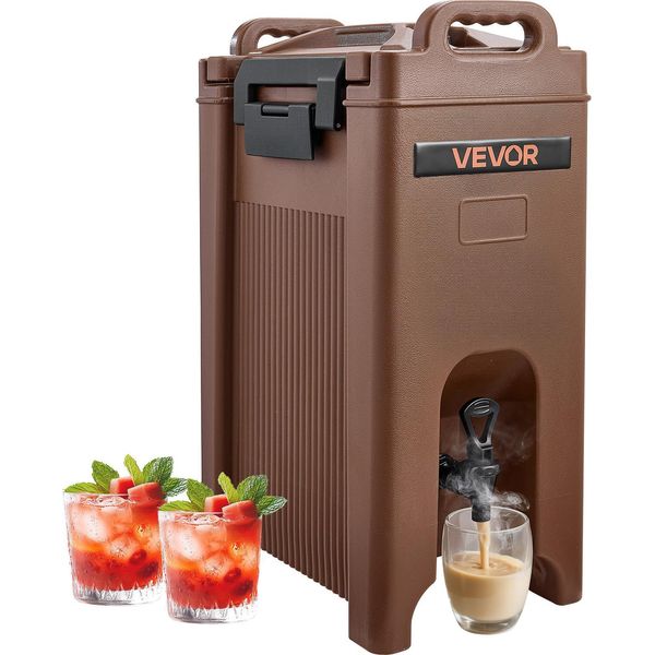 Vevor Distributore Di Bevande Isolato Da 19 L Per Bevande Calde E Fredde Con Rubinetto E Maniglia, Dispenser Termico Per Bevande A Uso Alimentare Per Tè, Caffè E Acqua In Bar E Ristoranti, Marrone-image