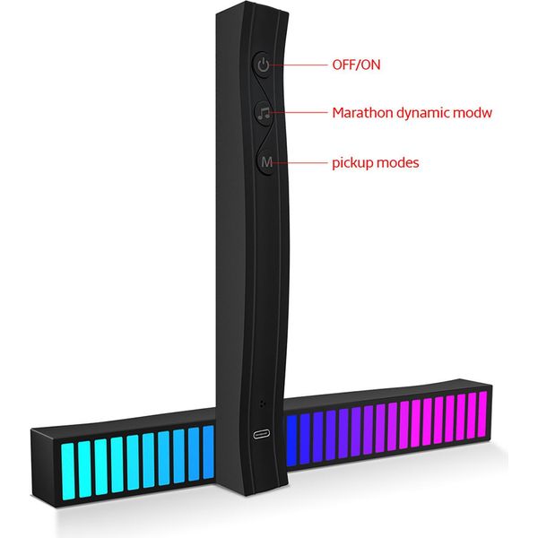Sound Reactive Led Light Bar Rgb Colorful App Control Audio Music Rhythm Dynamic Strip Per Auto Pc Gaming Tv Room-image