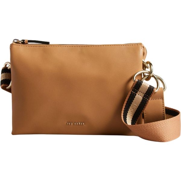 Ted Baker Pelle Borsa A Tracolla Borsa A Tracolla Darceyy Branded Webbing Leather Crossbody Bag Taupe Marrone Chiaro-image