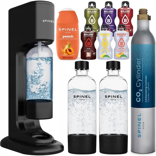 Spinel Soda Bubbleon Spumantizzatore + 2 Bottiglie + Bolero + Sciroppo Spinel Soda Con Vitamine Della Pesca 65Ml-image