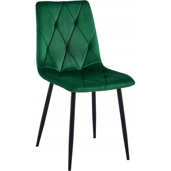 Sedia Imbottita In Velluto Verde "Velvet"", Sedia Imbottita Per Soggiorno E Sala Da Pranzo"-image