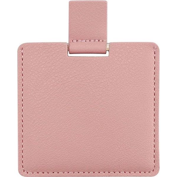 Inf Specchietto Cosmetico Portatile In Acciaio Inox Con Custodia In Pu Rosa-image
