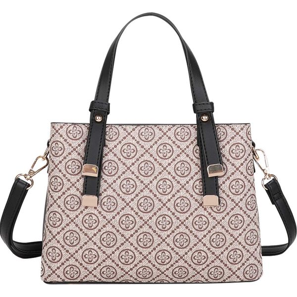 Gallantry, Borsa Da Donna Stampata Con Motivo Monogramma, Tortora/Nero-image