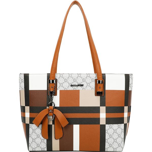 Gallantry, Borsa Da Donna Con Motivo A Quadri E Fiocco Decorativo Pendente, Marrone-image