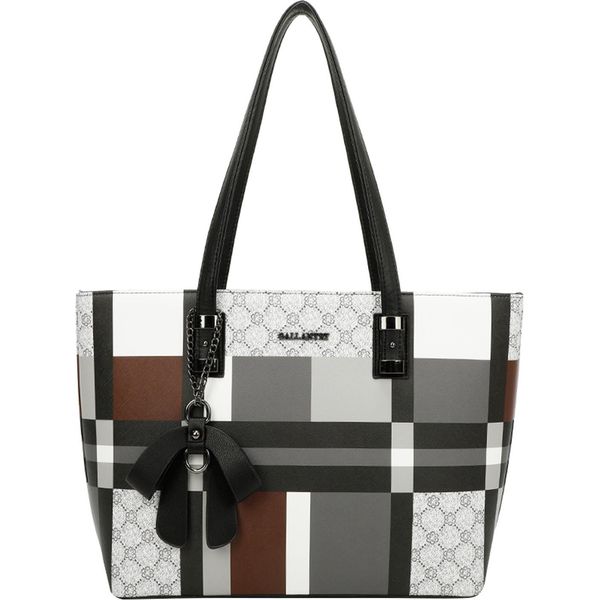 Gallantry, Borsa Da Donna Con Motivo A Quadri E Fiocco Decorativo Pendente, Nero-image