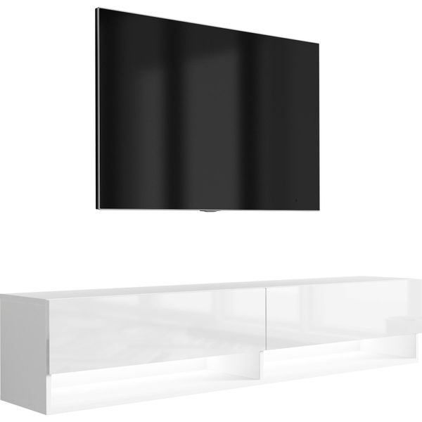 Lavagna Tv 170 Cm Bianco Opaco / Bianco Lucido, Led Bianco, 170 × 32 × 34 Cm-image