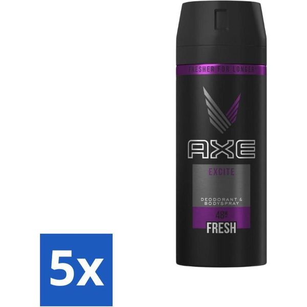 Ax - Deodorante Spray Per Il Corpo - 48 Ore Di Freschezza - Excite - 150 Ml - Confezione Risparmio - 5 Pezzi-image