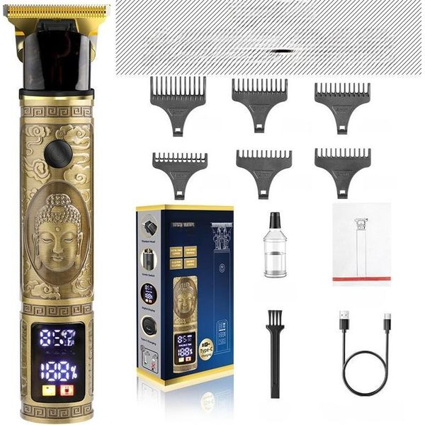 Inf Tagliacapelli Elettrico Dorato Con Display Digitale Per Uomo, 7 Pezzi-image