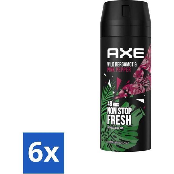 Ax - Deodorante Spray Per Il Corpo - 48 Ore Di Freschezza - Bergamotto Selvatico E Pepe Rosa - 150 Ml - Confezione Risparmio - 6 Pezzi-image