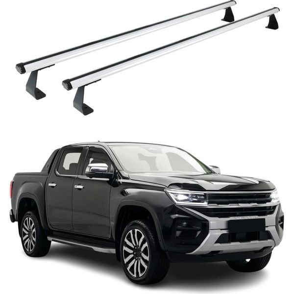 Portapacchi Per Vw Amarok Mk2 2022-2025 Argento Alluminio 2 Pezzi-image