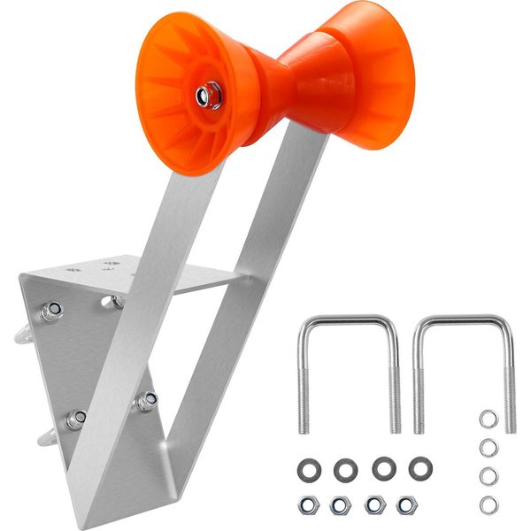 Vevor Sedile Per Rimorchio Barca Con Rullo, Palo Per Verricello Da 50,8-76,2 Mm, Supporto Per Verricello Con Rullo In Tpu Arancione E Bullone A U, Adatto Per Jet Ski, Barca A Vela, Barca Da Pesca, Motoscafo (Zincato), Argento-image