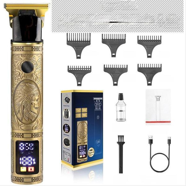 Inf Tagliacapelli Elettrico Dorato Con Display Digitale E Motivo Indiano-image