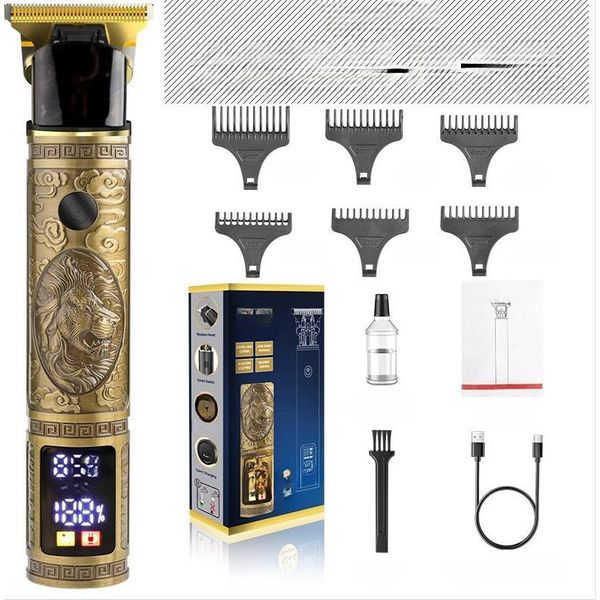 Inf Tagliacapelli Elettrico Professionale Dorato Con Display Led E 6 Pettini-image