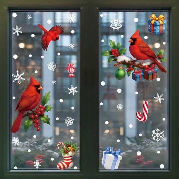 Inf Adesivi Decorativi Natalizi, Set Da 2, Uccellini Di Zucchero Creativi In Pvc-image