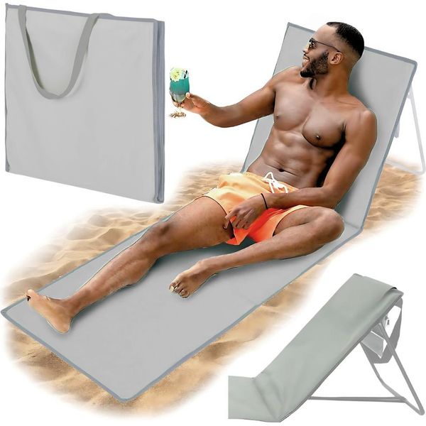 Lettino Da Spiaggia Pieghevole Per Prendere Il Sole, Borsa Da Giardino Per La Spiaggia Con Schienale 2 In 1-image