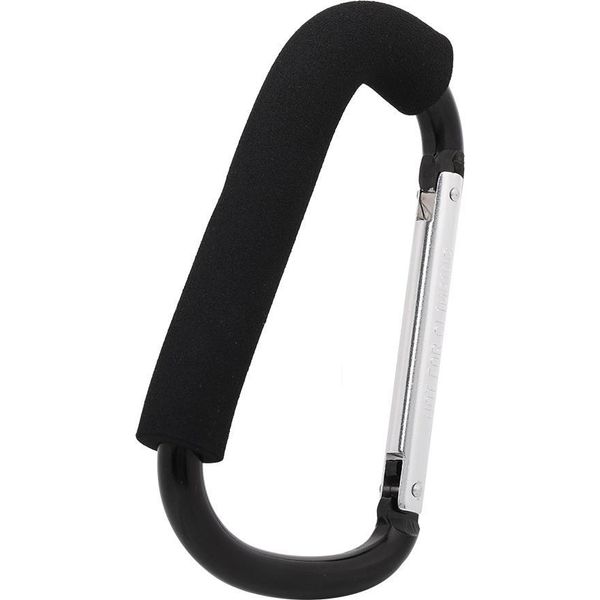Gancio A Clip Nero Per Carrozzina Carrozzina Passeggino Moschettone Borsa Fasciatoio Appendiabiti 16 X 10 Cm-image