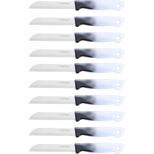 10 Pezzi Coltello Da Cucina 18 Cm Con Manico Ergonomico - Versatile E Facile Da Pulire, Nero-image