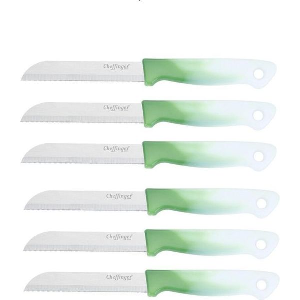 6 Pezzi Coltello Da Cucina 18 Cm Con Manico Ergonomico - Versatile E Facile Da Pulire, Verde Scuro-image