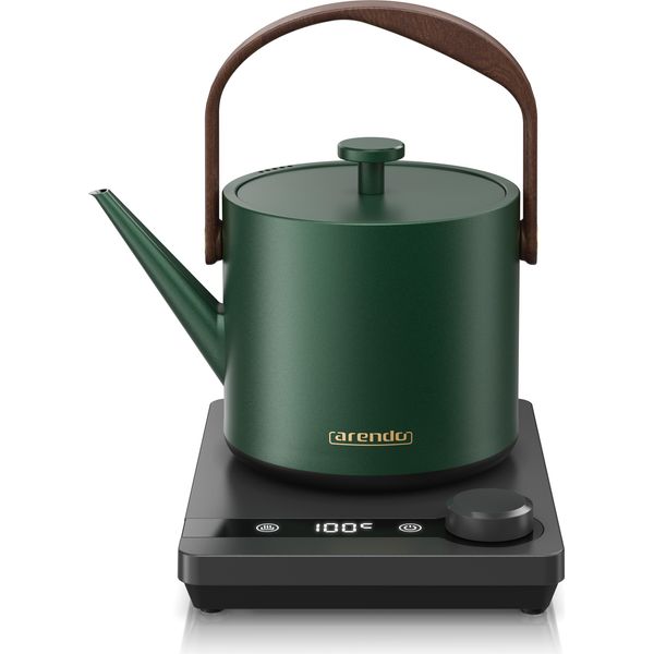 Bollitore Arendo Con Impostazione Della Temperatura 40-100 °C, Acciaio Inox, 0,6 L, 1000 W, Funzione Keep Warm, Stazione Base 360°, Beccuccio A Collo D'oca, Senza Bpa, Moci-image
