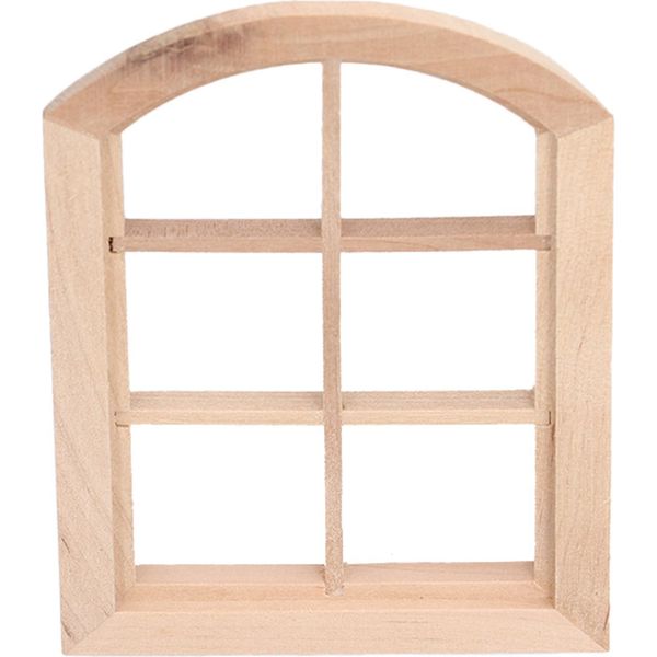 Finestre In Miniatura Della Casa Delle Bambole Arco In Miniatura -Finestra Con 6 Vetri In Legno -Colore-image