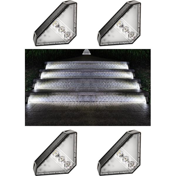 Inf Lampade Solari Da Esterno Per Scale E Giardino, Luce Bianca, 2 Pezzi 4 Pack-image
