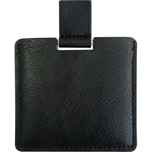 Inf Specchietto Cosmetico Portatile In Acciaio Inox Con Custodia In Pu Nero-image